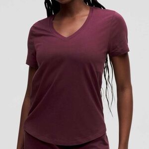 Love Short Sleeve V-Neck- Garnet